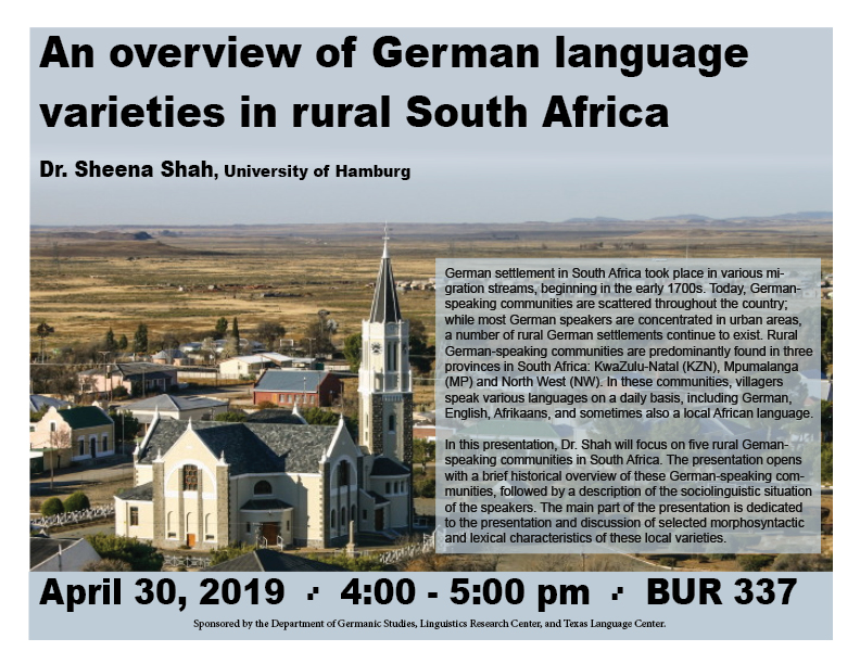 Dr. Shah presents on the German language in South Africa