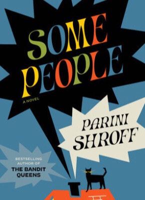 Picture of the cover of "Some People" by Parini Schroff. The title is written in rainbow letters on a black speech bubble and the author name is in a white speech bubble. At the bottom of the cover is a red roof with a black chimney and cat on the roof.