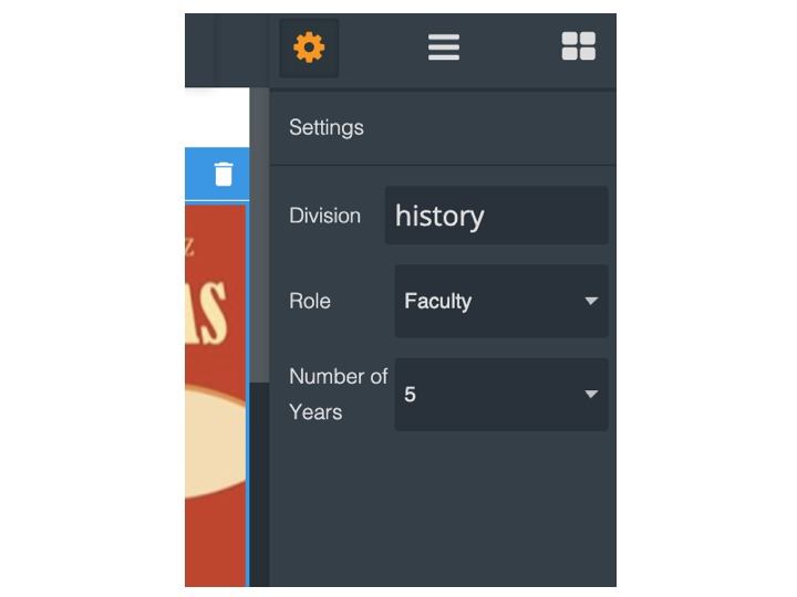 screenshot of settings panel