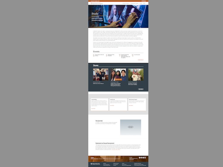 screenshot of unit home uno template